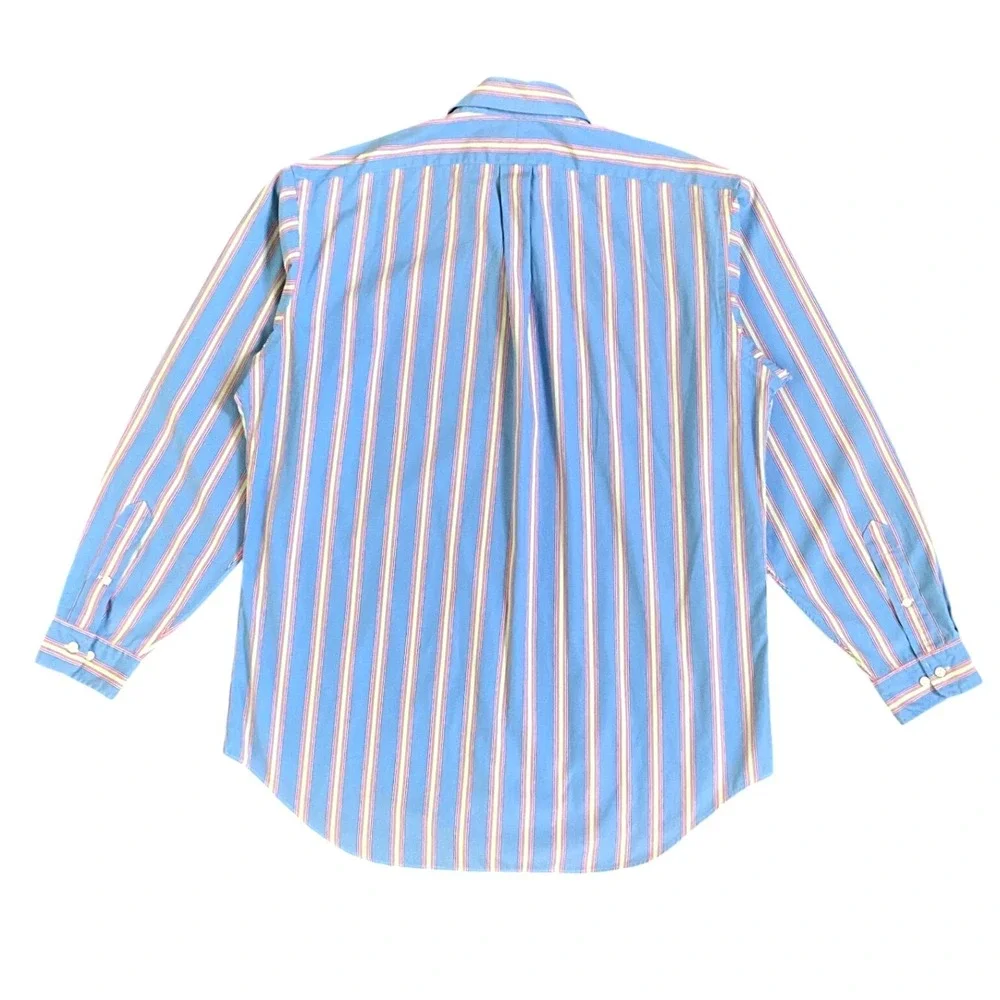 Ralph Lauren Classic Fit Blue Multicolor Stripe Button Down Shirt Mens 16.5 L